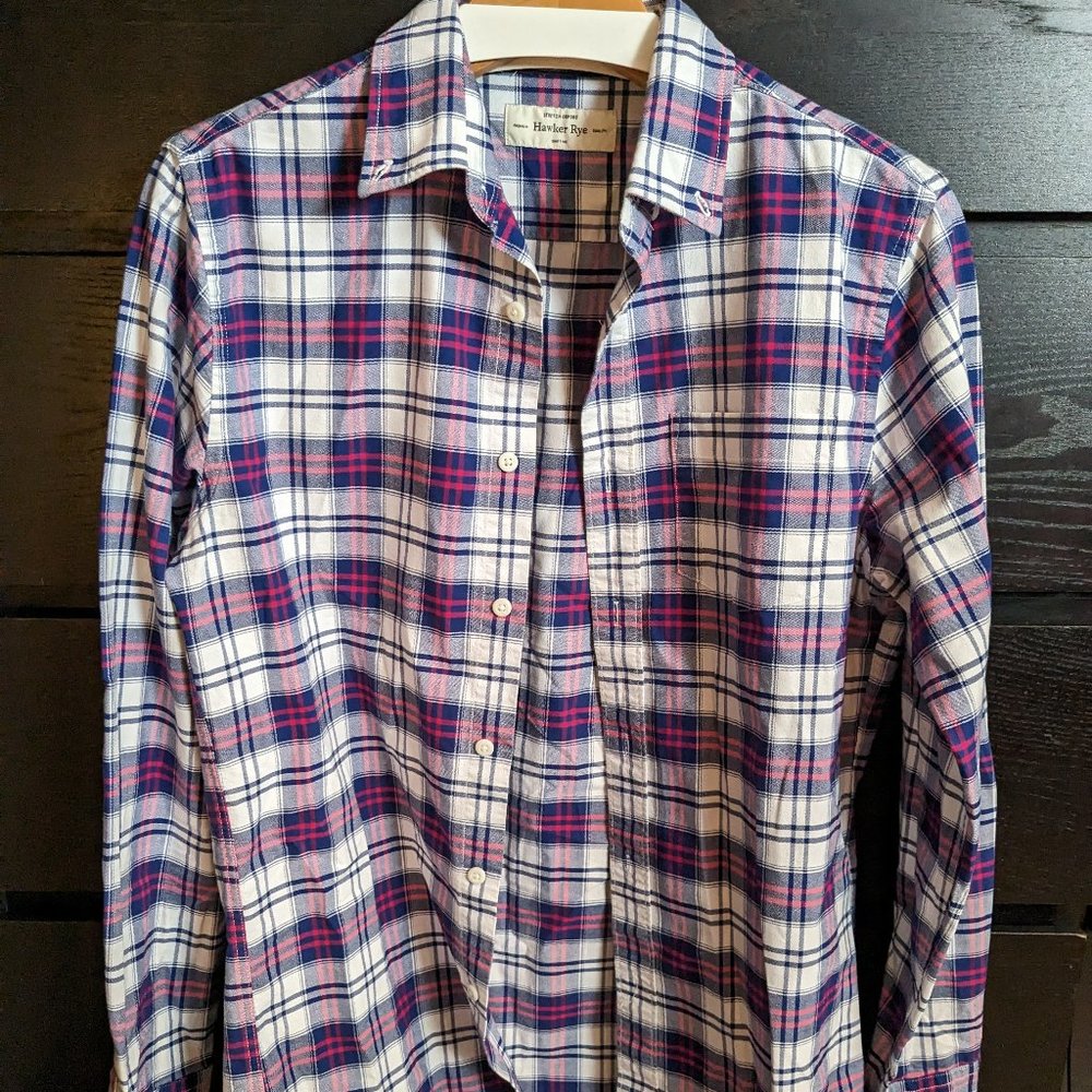 Blue and Pink Plaid Shirt - Hawker Rye - Small